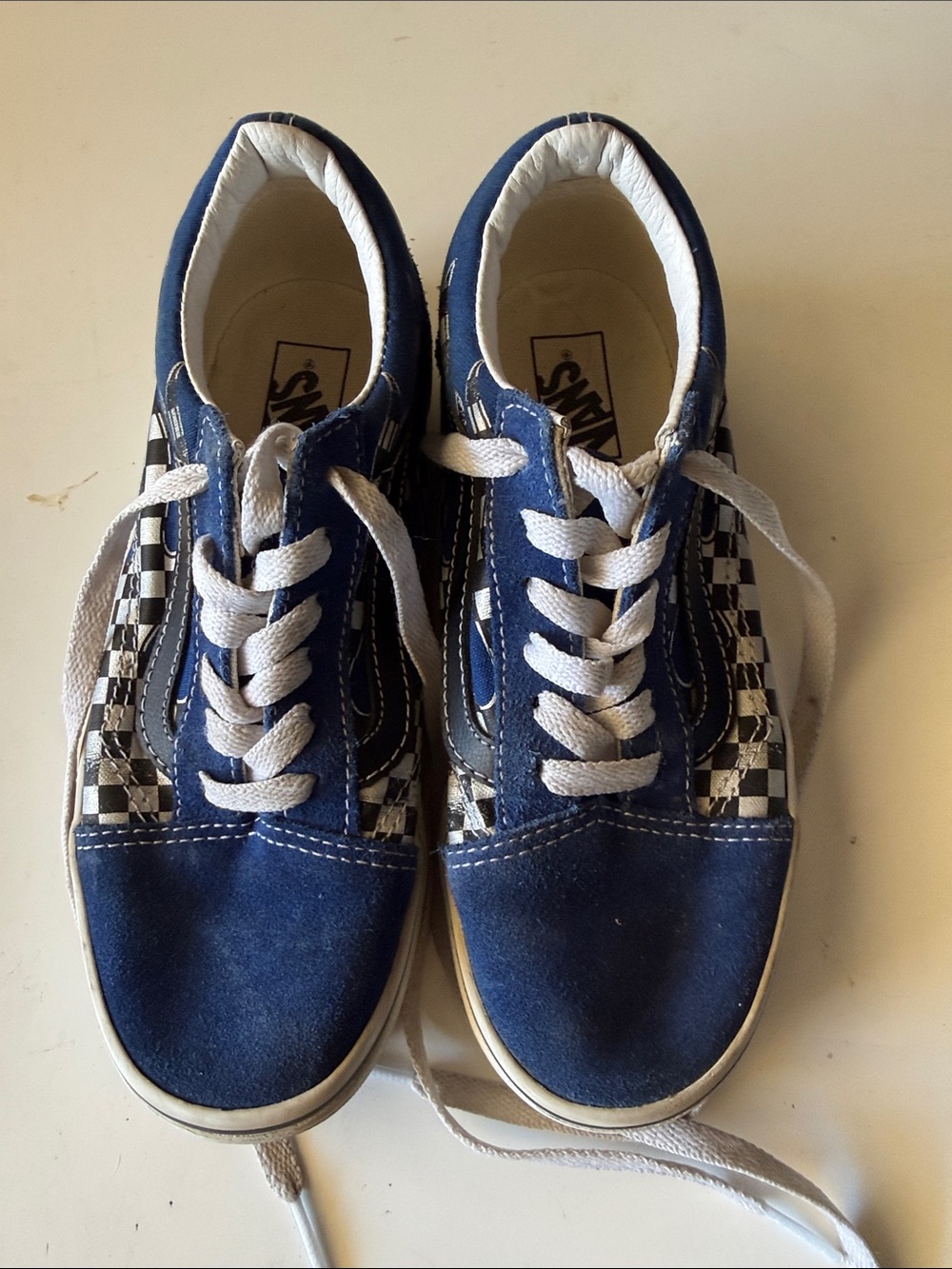 Vans Kids Navy Blue & Black-White Checkerboard Lace-Up Sneakers